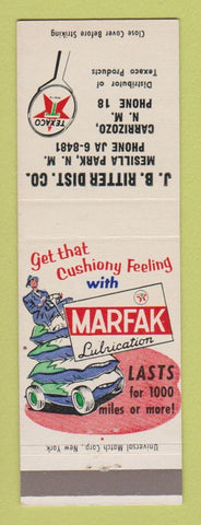 Matchbook Cover - Texaco oil gas JB Ritter Mesilla Park NM Carrizozo