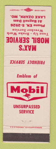 Matchbook Cover - Mobil oil gas Max's Lake Ozark MO