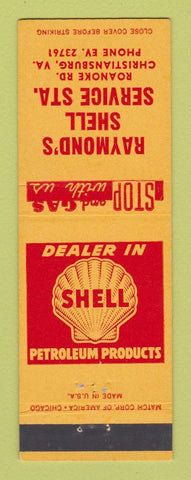 Matchbook Cover - Raymond's Shell oil gas Christiansburg VA