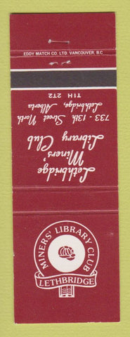 Matchbook Cover - Miners' Library Club Lethbridge AB