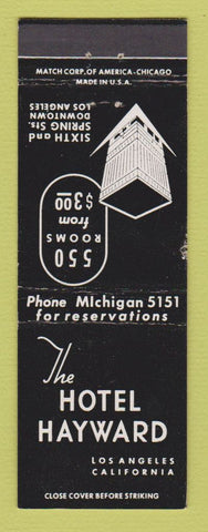 Matchbook Cover - Hotel Hayward Los Angeles CA WEAR