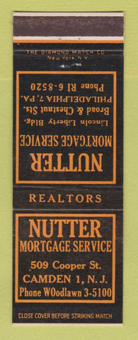 Matchbook Cover - Nutter Mortgage Service Camden NJ
