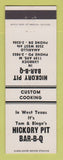 Matchbook Cover - Hickory Pitt BBQ Lubbock Amarillo TX