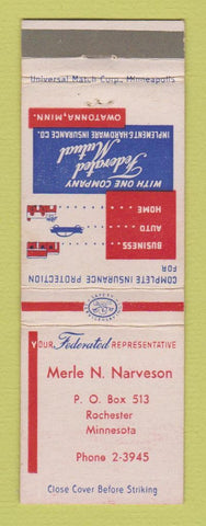 Matchbook Cover - Federated Insurance Merle Narveson Rochester MN