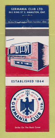 Matchbook Cover - Germania Club Hamilton ON