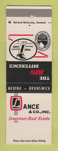 Matchbook Cover - Lance Insurance Real Estate Medina Brunswick OH