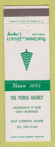 Matchbook Cover - Pierce Insurance Maine Bonding East Corith ME