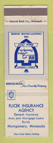 Matchbook Cover - Minnesota Mutual Insurance Flicek Montgomery MN WEAR