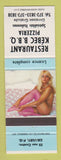 Matchbook Cover - Restaurant Kebec BBQ Pizza Granby QC pinup