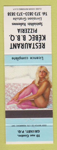Matchbook Cover - Restaurant Kebec BBQ Pizza Granby QC pinup