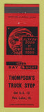 Matchbook Cover - Thompson's Truck Stop Fox Lake IL