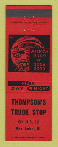 Matchbook Cover - Thompson's Truck Stop Fox Lake IL