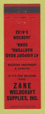 Matchbook Cover - Zane Weldcraft Welding Supply Hartford CT