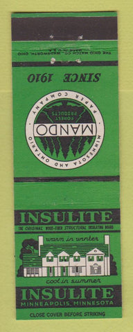 Matchbook Cover - Mando Insulite Insulation Minneapolis MN Howard Lumber