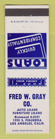 Matchbook Cover - Fred Gray Loans Los Angeles CA