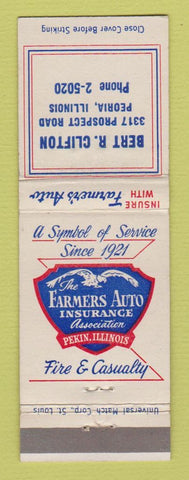 Matchbook Cover - Farmers Auto Insurance Bert Clifton Peoria IL