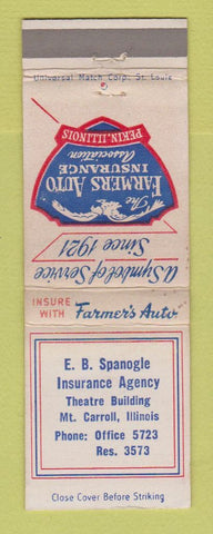 Matchbook Cover - Farmers Auto Insurance of Pekin Spanogle Mount Carroll IL