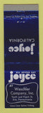 Matchbook Cover - Joyce California Weschler Erie PA