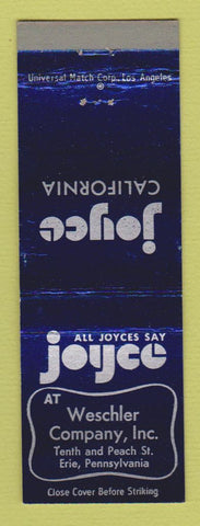 Matchbook Cover - Joyce California Weschler Erie PA