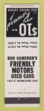 Matchbook Cover - Bud Cameron's Used Cars