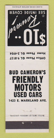 Matchbook Cover - Bud Cameron's Used Cars