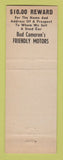 Matchbook Cover - Bud Cameron's Used Cars