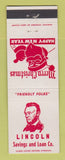 Matchbook Cover - Lincoln Savings and Loan Cleveland OH Abraham Christmas