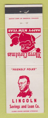 Matchbook Cover - Lincoln Savings and Loan Cleveland OH Abraham Christmas