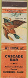 Matchbook Cover - Cascade Bar Nubieber CA