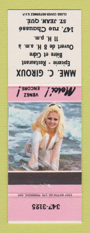 Matchbook Cover - Mme C Giroux Restaurant St Jean QC pinup
