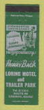 Matchbook Cover - Loring Motel Trailer Park Caribou ME