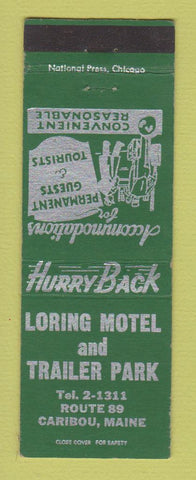 Matchbook Cover - Loring Motel Trailer Park Caribou ME