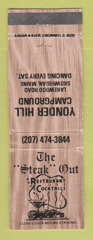 Matchbook Cover - The Steak Out Restaurant Yonder Hill Camping Skowhegan ME WEAR