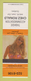Matchbook Cover - Tabagie Accommodation Chez Ronald Quebec QC pinup
