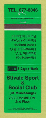 Matchbook Cover - Stivale Sport & Social Club Mississauga ON