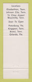 Matchbook Cover - Camara Inn Elizabethton Johnson City Blountville TN