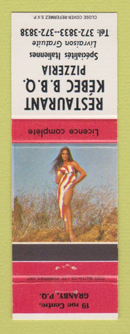 Matchbook Cover - Restaurant Kebec BBQ Pizza Granby QC pinup