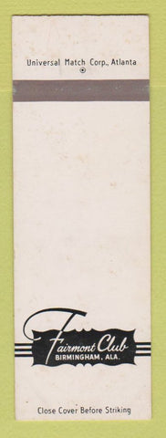 Matchbook Cover - Fairmont Club Birmingham AL WEAR SAMPLE