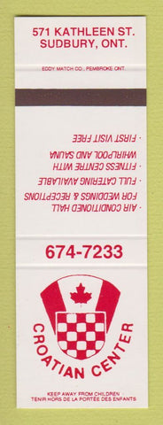Matchbook Cover - Croatian Center Sudbury ON SAMPLE