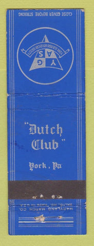 Matchbook Cover - Dutch Club York PA WEAR