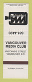 Matchbook Cover - Vancouver Media Club BC SAMPLE