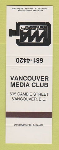 Matchbook Cover - Vancouver Media Club BC SAMPLE