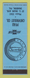 Matchbook Cover - Pfau Chevrolet Sharon PA