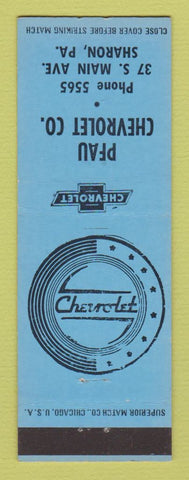Matchbook Cover - Pfau Chevrolet Sharon PA