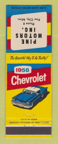 Matchbook Cover - 1958 Chevrolet Pine City MN