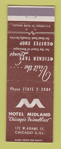Matchbook Cover - Hotel Midland Chicago IL