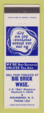 Matchbook Cover - Big Brick Warehouse Tobacco Buyers Goldsboro NC