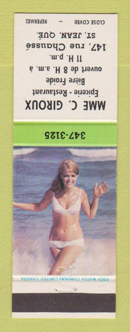 Matchbook Cover - Mme C Giroux Restaurant St Jean QC pinup