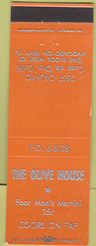 Matchbook Cover - The Olive House Coors Beer Casa de Ore CA
