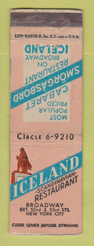 Matchbook Cover - Iceland Scandinavian Restaurant New York City WORN
